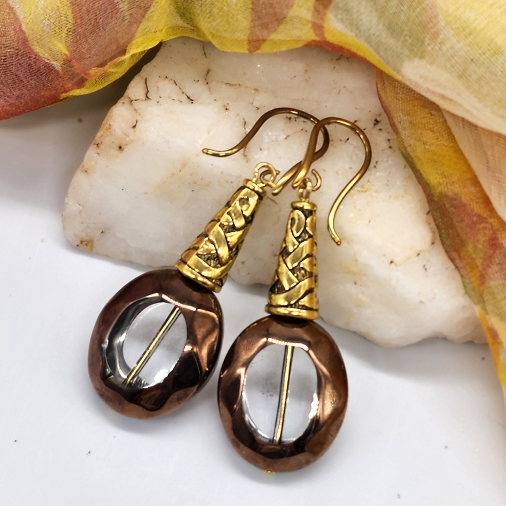 Vintage Jewelry Gold Crystals  Long Dangling Earrings